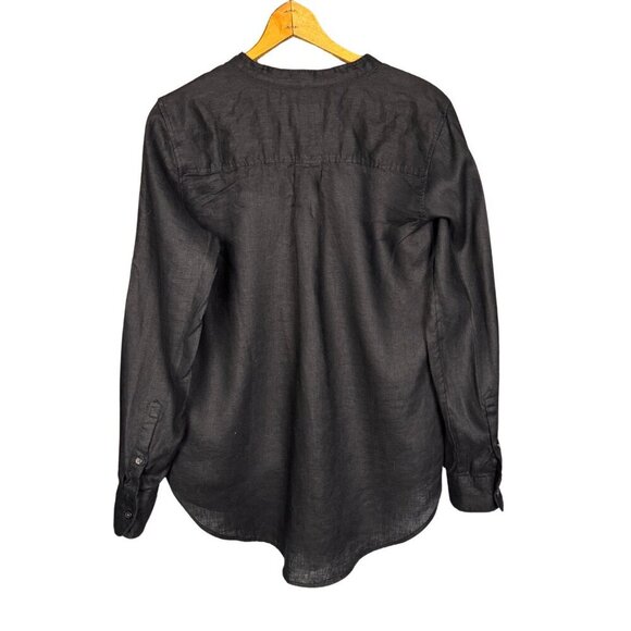 GAP 100% Linen Long Sleeve Black Tunic Top Blouse with Chest Pocket - Picture 4 of 6